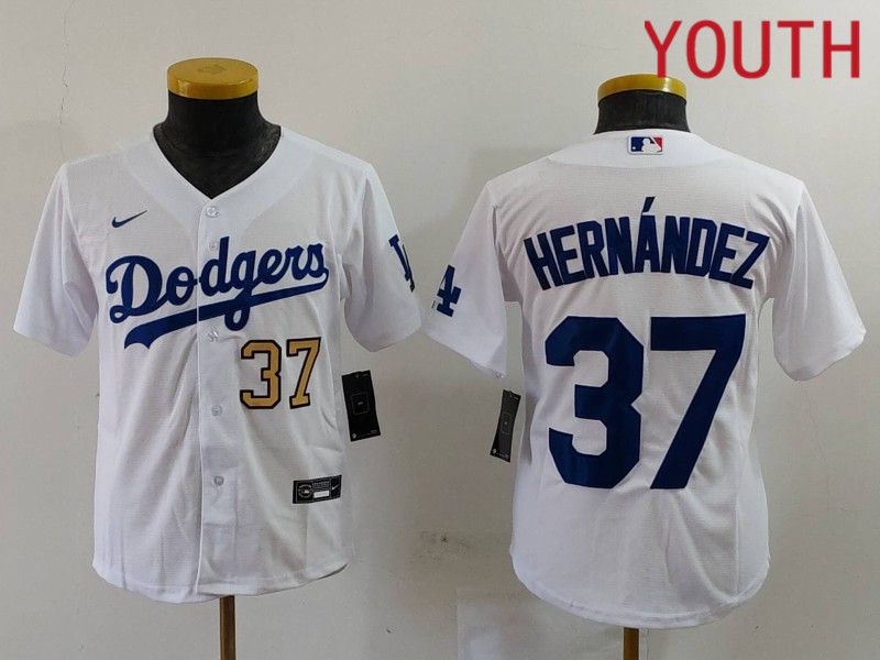 Youth Los Angeles Dodgers #37 Hernandez White Nike Game 2024 MLB Jersey style 7243->youth mlb jersey->Youth Jersey